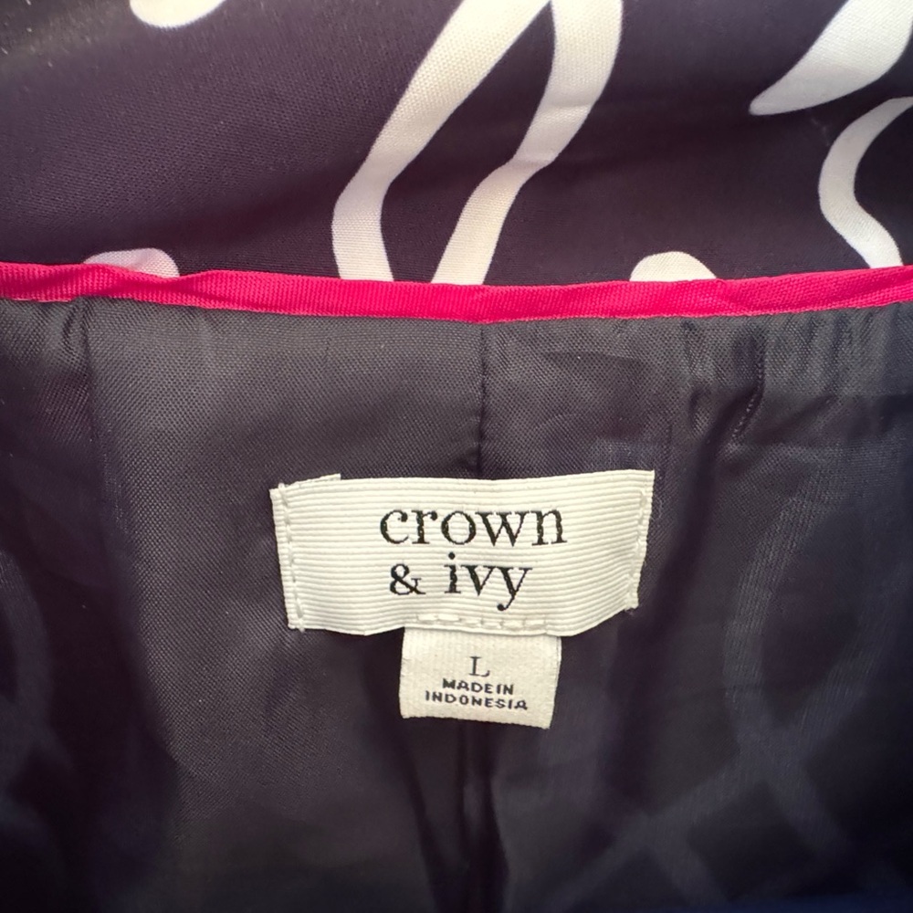 Crown and Ivy Navy and White Patterned Jacket- NWOT-Large - Picture 2 of 11